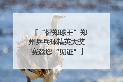 “健郑球王”郑州乒乓球精英大奖赛邀您“见证”