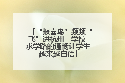 “报喜鸟”频频“飞”进杭州一学校 求学路的通畅让学生越来越自信