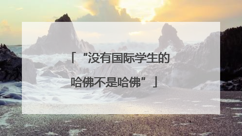 “没有国际学生的哈佛不是哈佛”