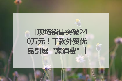 现场销售突破240万元！千款外贸优品引爆“家消费”