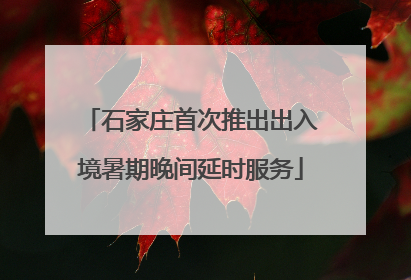 石家庄首次推出出入境暑期晚间延时服务