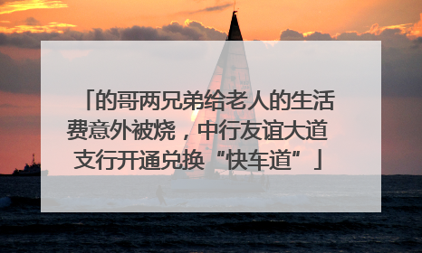 的哥两兄弟给老人的生活费意外被烧，中行友谊大道支行开通兑换“快车道”
