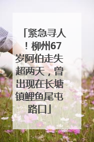紧急寻人！柳州67岁阿伯走失超两天，曾出现在长塘镇鲤鱼尾屯路口