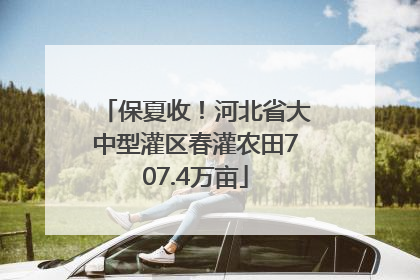保夏收！河北省大中型灌区春灌农田707.4万亩