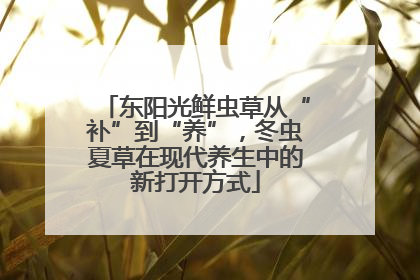 东阳光鲜虫草从“补”到“养”，冬虫夏草在现代养生中的新打开方式