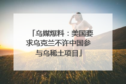 乌媒爆料：美国要求乌克兰不许中国参与乌稀土项目