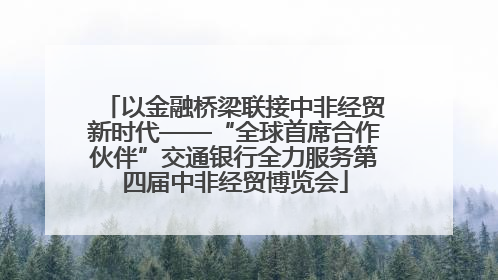 以金融桥梁联接中非经贸新时代——“全球首席合作伙伴”交通银行全力服务第四届中非经贸博览会