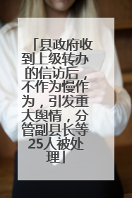 县政府收到上级转办的信访后，不作为慢作为，引发重大舆情，分管副县长等25人被处理