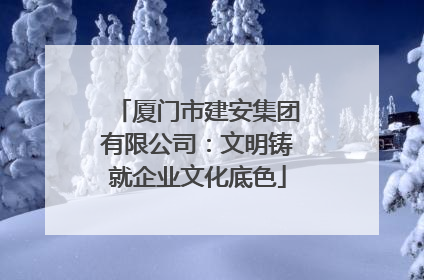厦门市建安集团有限公司：文明铸就企业文化底色