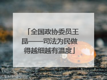 全国政协委员王昆——司法为民做得越细越有温度