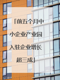 前五个月中小企业产业园入驻企业增长超三成