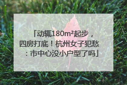 动辄180m²起步，四房打底！杭州女子犯愁：市中心没小户型了吗