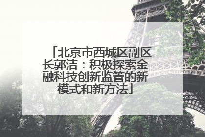 北京市西城区副区长郭洁：积极探索金融科技创新监管的新模式和新方法