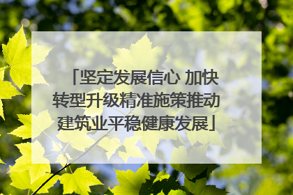 坚定发展信心 加快转型升级精准施策推动建筑业平稳健康发展