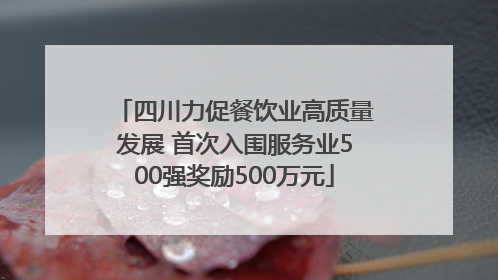 四川力促餐饮业高质量发展 首次入围服务业500强奖励500万元