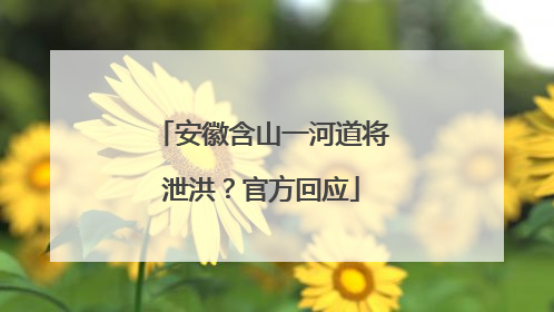 安徽含山一河道将泄洪？官方回应