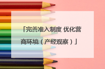 完善准入制度 优化营商环境（产经观察）