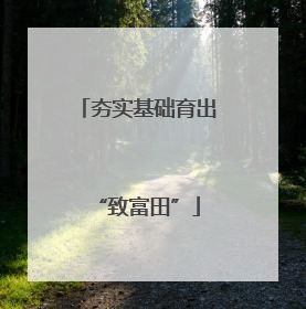 夯实基础育出“致富田”