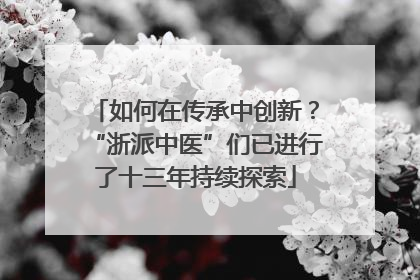如何在传承中创新？“浙派中医”们已进行了十三年持续探索