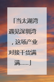 当太湖湾遇见深圳湾，这场产业对接干货满满……