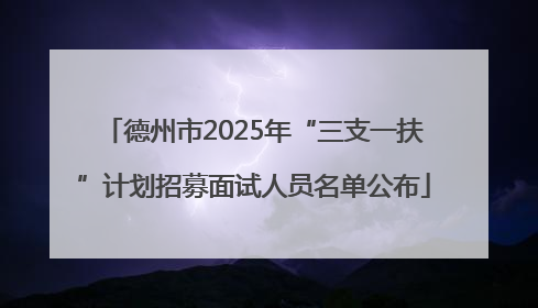 德州市2025年“三支一扶”计划招募面试人员名单公布