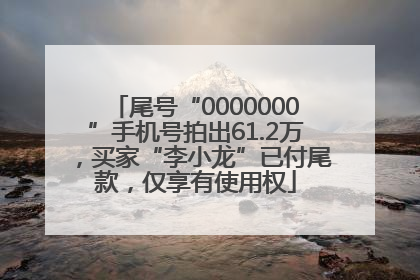 尾号“0000000”手机号拍出61.2万，买家“李小龙”已付尾款，仅享有使用权