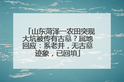 山东菏泽一农田突现大坑被传有古墓？属地回应：系老井，无古墓迹象，已回填