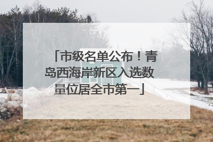 市级名单公布！青岛西海岸新区入选数量位居全市第一