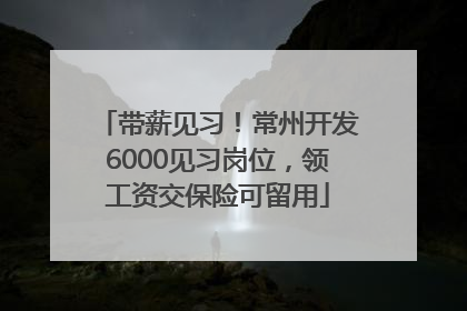 带薪见习！常州开发6000见习岗位，领工资交保险可留用