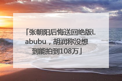 张朝阳后悔送回绝版Labubu，胡润称没想到能拍到108万