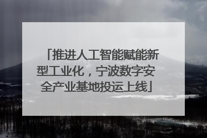 推进人工智能赋能新型工业化，宁波数字安全产业基地投运上线