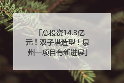 总投资14.3亿元！双子塔造型！泉州一项目有新进展
