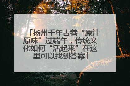 扬州千年古巷“原汁原味”过端午，传统文化如何“活起来”在这里可以找到答案