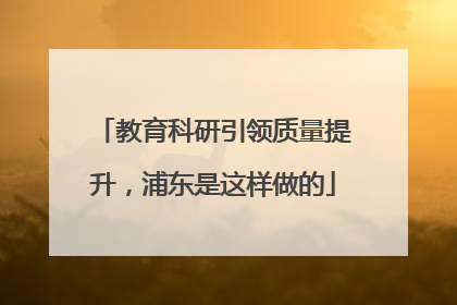 教育科研引领质量提升，浦东是这样做的