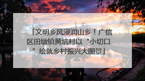 文明乡风浸润山乡！广信区田墩镇黄坑村以“小切口”绘就乡村振兴大图景
