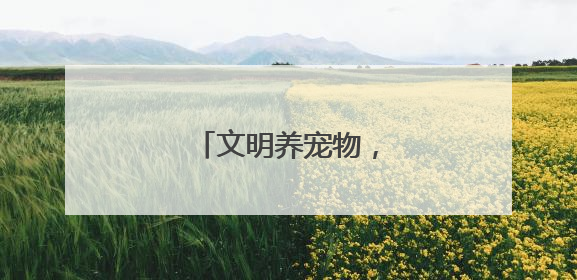 文明养宠物，蔚然树新风