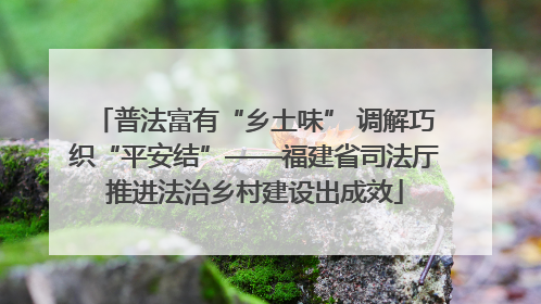 普法富有“乡土味” 调解巧织“平安结”——福建省司法厅推进法治乡村建设出成效