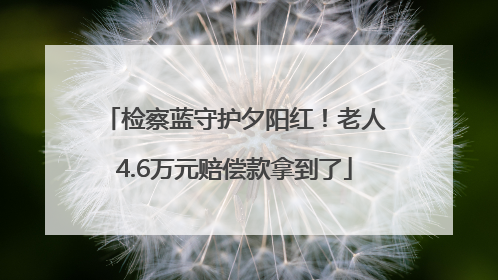检察蓝守护夕阳红！老人4.6万元赔偿款拿到了