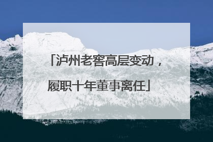 泸州老窖高层变动，履职十年董事离任
