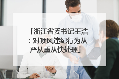 浙江省委书记王浩：对顶风违纪行为从严从重从快处理