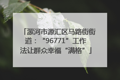 漯河市源汇区马路街街道：“96771”工作法让群众幸福“满格”