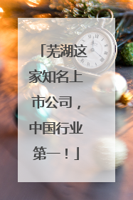 芜湖这家知名上市公司，中国行业第一！