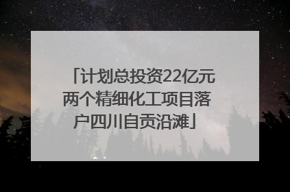 计划总投资22亿元 两个精细化工项目落户四川自贡沿滩