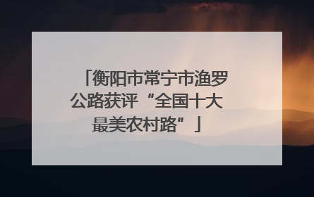 衡阳市常宁市渔罗公路获评“全国十大最美农村路”
