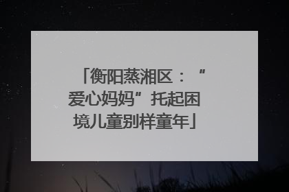 衡阳蒸湘区：“爱心妈妈”托起困境儿童别样童年