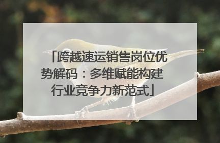 跨越速运销售岗位优势解码：多维赋能构建行业竞争力新范式