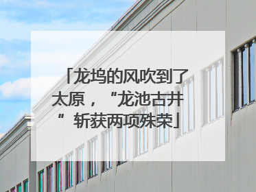 龙坞的风吹到了太原，“龙池古井”斩获两项殊荣
