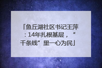 鱼丘湖社区书记王萍：14年扎根基层，“千条线”里一心为民