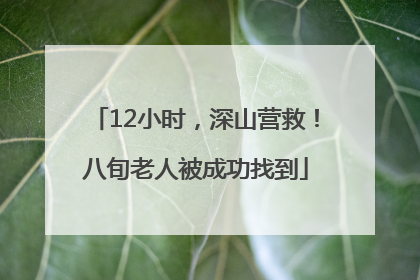 12小时，深山营救！八旬老人被成功找到