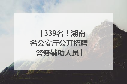 339名！湖南省公安厅公开招聘警务辅助人员